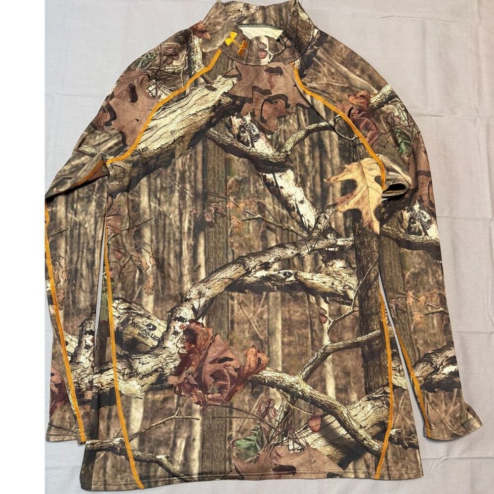Under Armour Men's XXL Camo Long Sleeve Mock Neck Hunting Shirt Mossy Oak